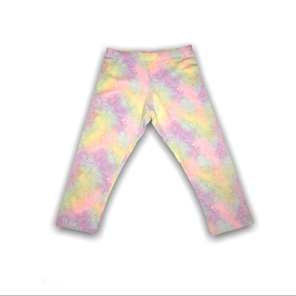 Rainbow floral knee pants